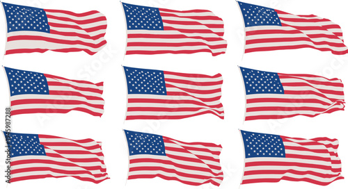 American flags waving in different positions usa flag waving flag patriotic
