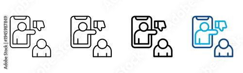 Cyber Bullying Icon Different Style Outline Collection Set Vector Illustration