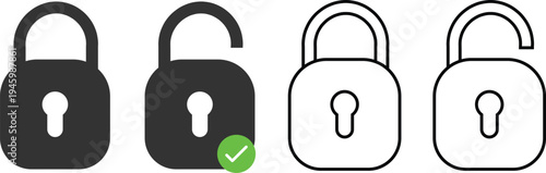 outline lock icon protection for security with white background.