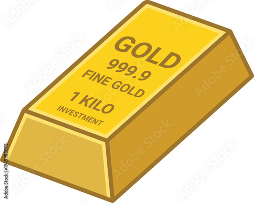 A premium quality isometric vector illustration of a solid gold bullion bar, representing the ultimate inflation hedge, central bank reserves, and high-tier tangible wealth
