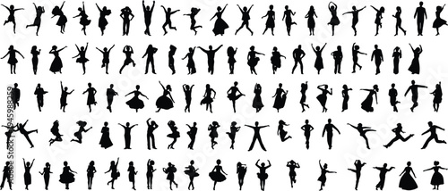 Black Christmas icons set, holiday silhouettes, Santa sleigh, reindeer team, snowflakes, ornaments, angels, winter elements, festive vector collection for seasonal design.