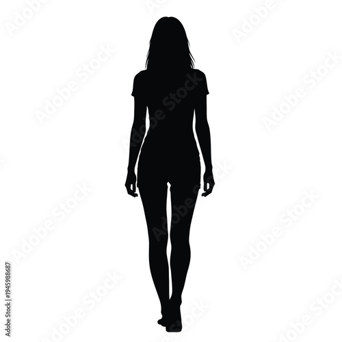Black silhouette of a woman walking alone