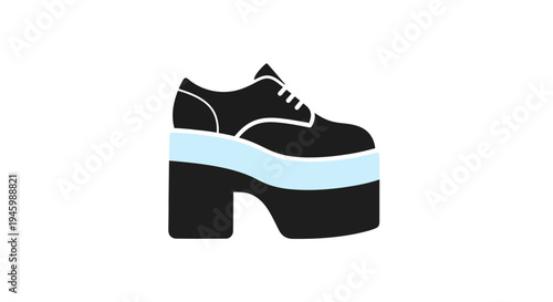 A black and light blue platform shoe.