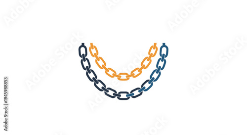 A chain with orange and blue links.