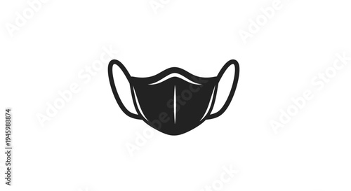 Black face mask icon for health protection.
