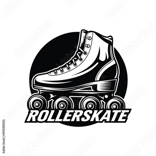 Classic roller skate illustration, a vintage emblem for recreational sports and leisure activities.