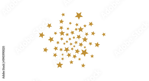Golden stars scattered on white background.