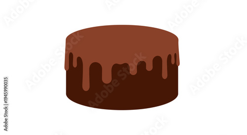 Chocolate cake with melted chocolate topping.