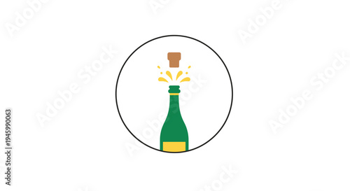 A green champagne bottle popping with excitement.