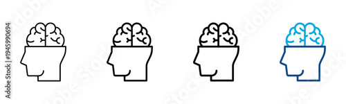 Brain Icon Different Style Outline Collection Set Vector illustration
