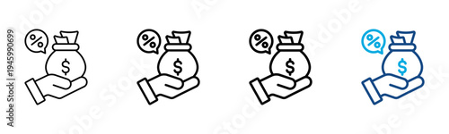 Commission Icon Different Style Outline Collection Set Vector illustration
