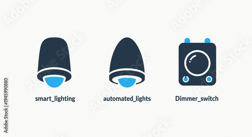 Smart lighting and dimmer switch icons with smart home