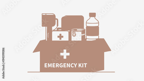 Emergency Kit Contents In A Box vector illustration