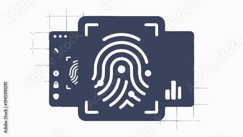 Digital Fingerprint Scanning and Biometric Identification vector illustration