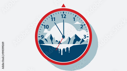 Clock With Landscape Symbolizing Time and Nature vector illustration