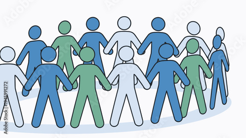 Diverse Group Of People Holding Hands In A Circle vector illustration
