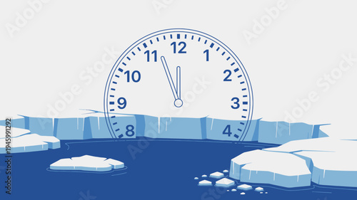 Impending Arctic Ice Melt on Clock vector illustration