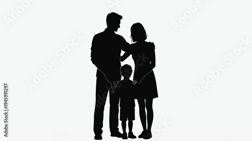 Silhouette Of A Family Standing Together vector illustration