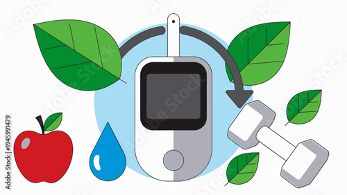 Healthy Lifestyle For Diabetes Management vector illustration