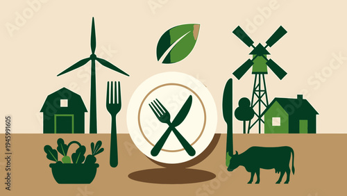 Sustainable Agriculture And Food Production Concept vector illustration