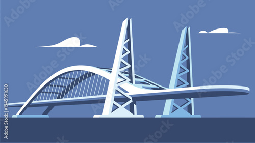 Modern Cable-Stayed Bridge Design vector illustration