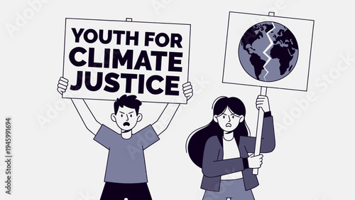 Youth For Climate Justice Protest vector illustration