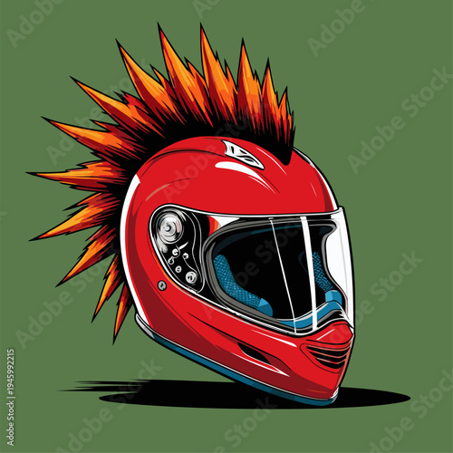 mohawk hair motorcycle helmet vector image