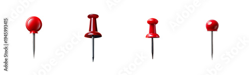 Long red colored pin realistic sharp on transparent background