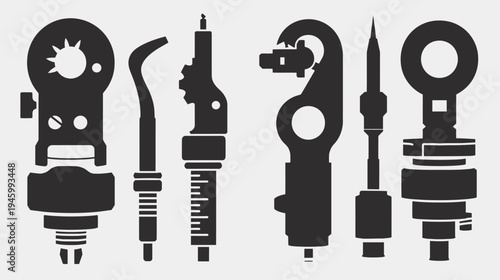 Black silhouettes of tools