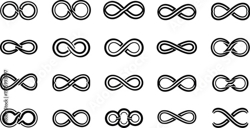 A collection of various infinity symbols on transparent background