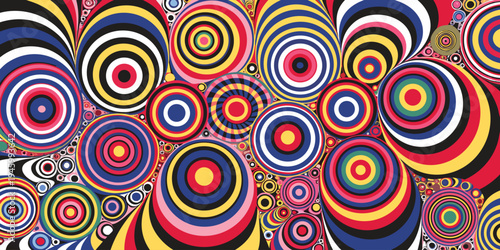 Colorful abstract circles and spirals in vivid psychedelic style
