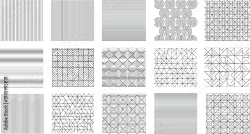 A collection of various line patterns on transparent background