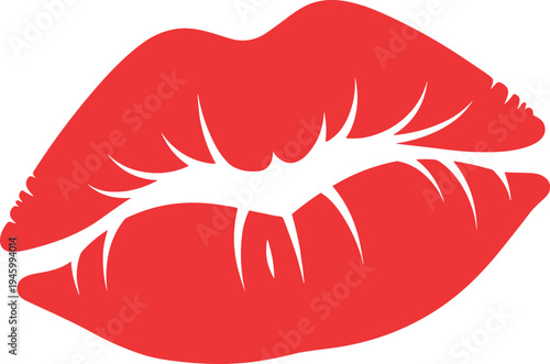 A pair of red lips on transparent background