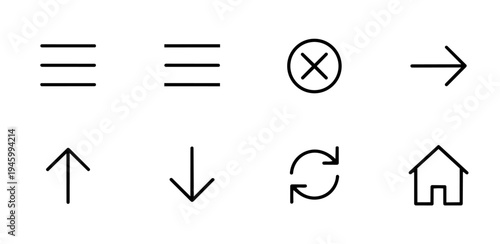 Minimal UI Navigation Line Icon Set Interface Menu Outline Vector
