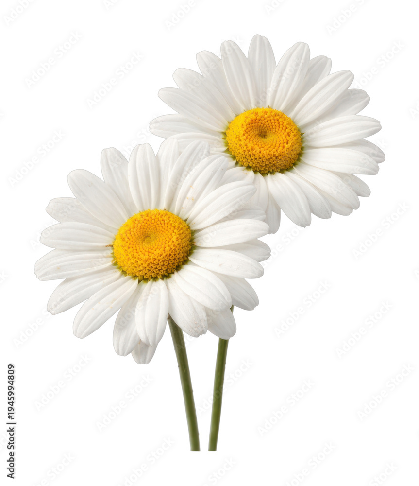 Fototapeta premium PNG Two daisies on white background.