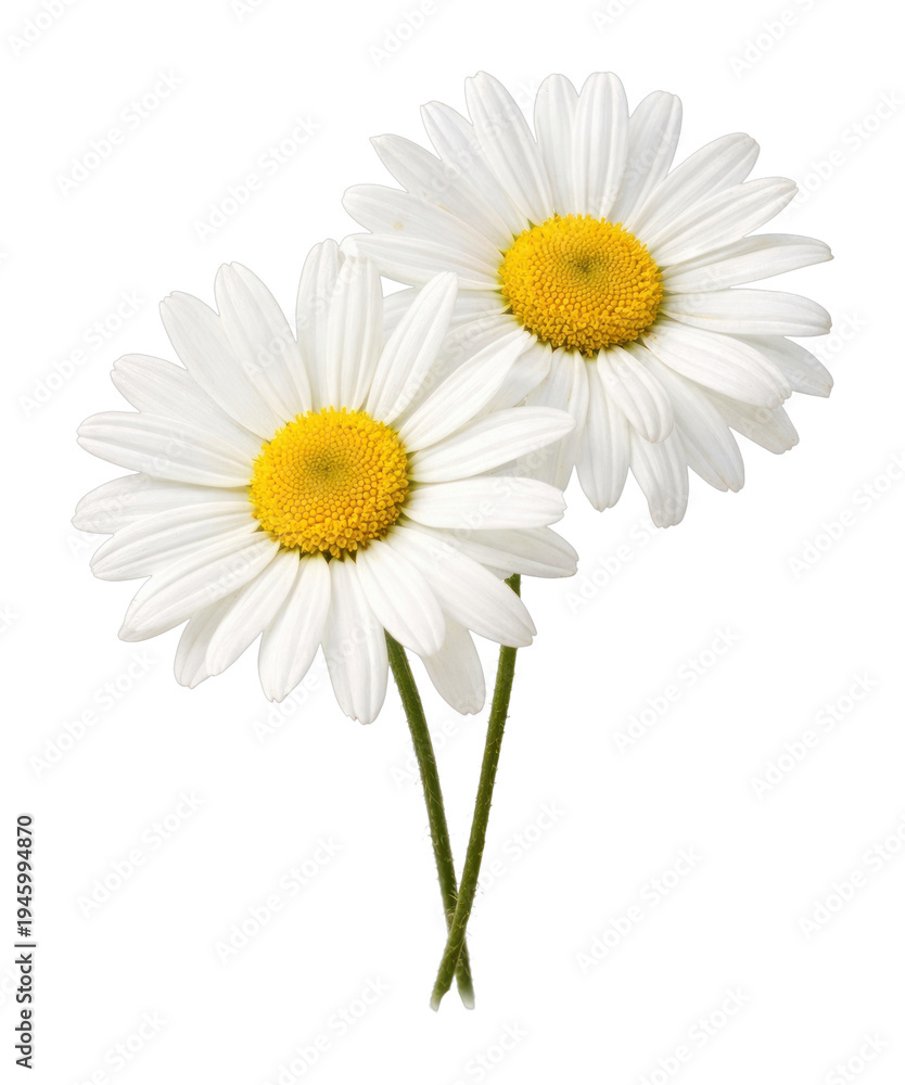 Fototapeta premium PNG Elegant daisies on white background.