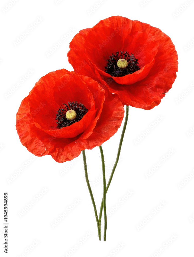 Obraz premium PNG Vibrant red poppies in bloom.