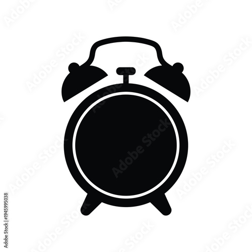 Black silhouette of a classic alarm clock