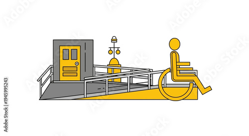 Inclusive Design Depicting Accessibility and Mobility For Wheelchair Users, Conceptual Illustration