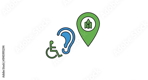 Inclusive Destination: Accessibility Symbolism With Location Pin and Disability Concepts