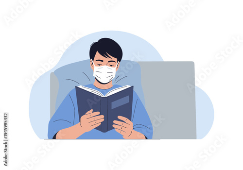 Individual In A Mask Reads A Book, Capturing Modern Times And Awareness