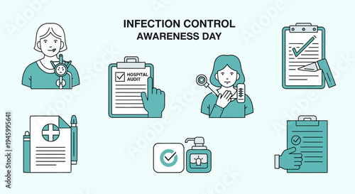 Infection Control Awareness Day Illustrated Medical Health Hospital Audit Themed Image