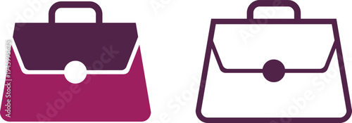 Two briefcases one pink and one purple isolated on white background, illustration