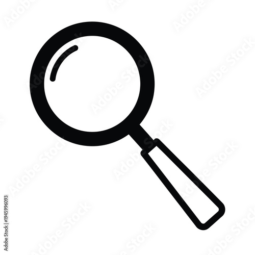 A simple black magnifying glass icon for search concepts