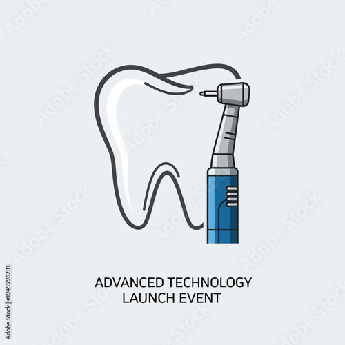 Innovative Dental Technology: Tooth and Drill Icon Illustrating Advanced Healthcare Solutions