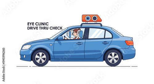 Innovative Drive-Thru Eye Clinic Illustration Depicting Modern Vision Care and Convenience