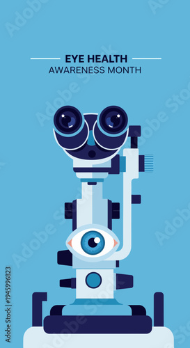 Innovative Eye Care Equipment Illustration Promoting Vision Health and Awareness Month