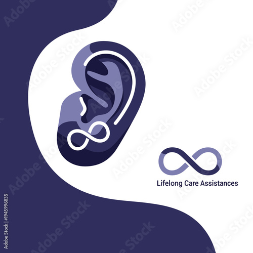 Innovative Graphic Depicting an Ear with an Infinity Symbol Illustrating Lifelong Hearing Care