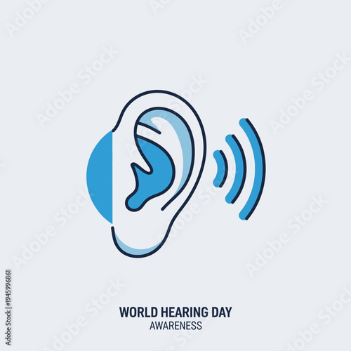 Innovative Graphic Depicting an Ear with Sound Waves, Symbolizing Hearing Health Awareness