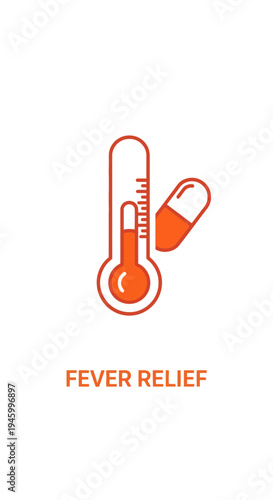 Innovative Graphic Depicting Elevated Temperature and Medication for Symptom Management Solution